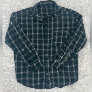 Vici Green Plaid Flannel Boyfriend Top Size Medium